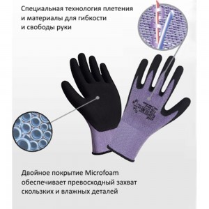 Перчатки 2Hands 2705 р. 9.5, нейлон-спандекс/нитриловое покрытие microfoam ладони и пальцев, черного цвета 2705 - 9,5
