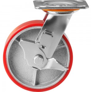 Большегрузное полиуретановое колесо поворотное с панелью и тормозом SCPB 63 (150 мм; 360 кг) А5 1000111