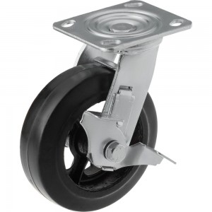 Большегрузное чугунное колесо поворотное с площадкой и тормозом SCDB 63 (150 мм; 230 кг) А5 1000099