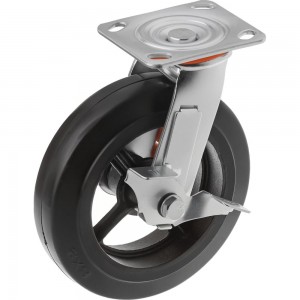 Большегрузное чугунное колесо поворотное с площадкой и тормозом SCDB 80 (200 мм; 280 кг) А5 1000100