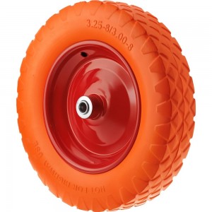Полиуретановое бескамерное колесо для тачки / тележки (3.00-8, диаметр 340 мм, ось 16 мм, подшипник) А5 PU 2401-16 1001543