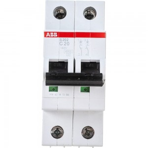Автоматический модульный выключатель ABB 2п C S202 6кА 20А 2CDS252001R0204