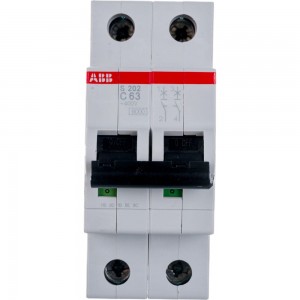 Автоматический модульный выключатель ABB 2п C S202 6кА 63А 2CDS252001R0634