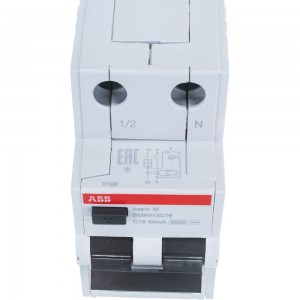 Автоматический выключатель дифференциального тока ABB 1P+N 16А C4.5kA30мA AC BMR415C16 2CSR645041R1164