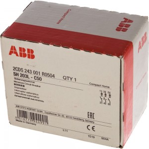 Автоматический выключатель ABB трехполюсный 50А С SH203L 4.5кА 2CDS243001R0504