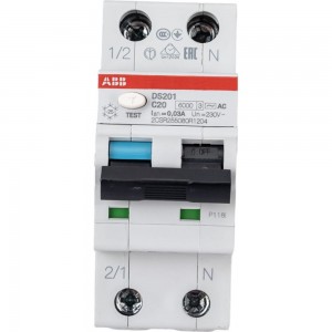 Автоматический выключатель дифференциального тока ABB DS201 C20 AC30 2CSR255080R1204