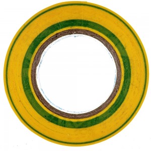 Изолента ABRO ПВХ, желто-зеленая, устойчива к растяжению, 18 мм х 18,2 м ET-900-20-R
