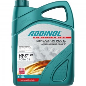 Моторное масло Addinol Giga Light MV 0530 LL синтетическое, 5W-30, 5 л 72098681