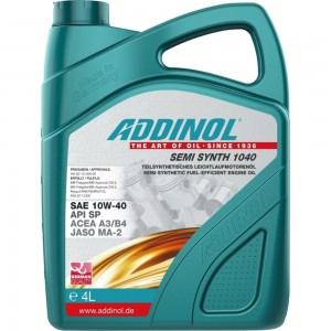 Моторное масло Addinol Semi Synth 1040 полусинтетическое, 10W-40, 4л 72098425