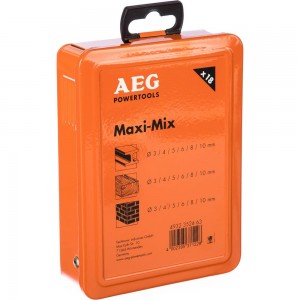 Набор сверл Maxi-Mix (18 шт; по камню 3- 10 мм; по металлу HSS-R 3-10 мм; по дереву 3-10 мм) AEG 4932352463