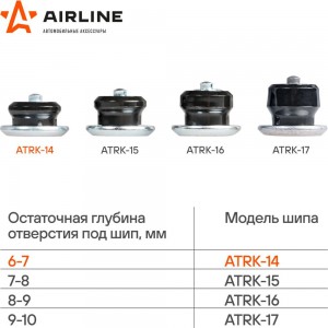 Ремонтные шипы Airline 6-7 мм, 100 шт., в пакете, со стикером ATRK-14