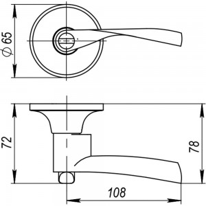 Ручка защелка AJAX 6010 SN-E кл./фик. мат. никель 39521