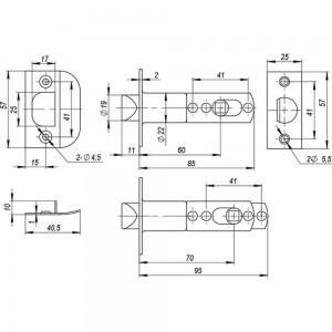 Ручка защелка AJAX 6010 SN-E кл./фик. мат. никель 39521