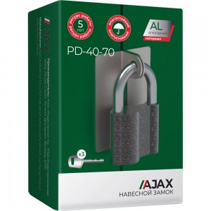 Навесной замок AJAX PD-40-70, фин. 3 кл., коробка 42571