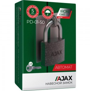 Навесной замок AJAX PD-01-50 англ. 3 кл., коробка 42237