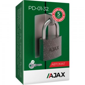 Навесной замок AJAX PD-01-32 англ. 3 кл., коробка 42231