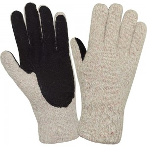 Шерстяные утепленные перчатки АЙСЕР Тинсулейт со спилковыми накладками пер701