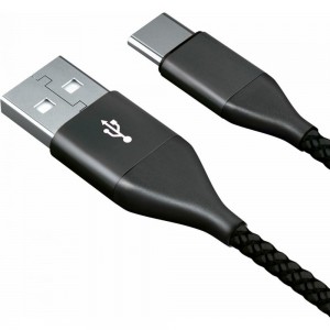 Дата-кабель AKAI Type C, 1м, 2,1А, нейлон, черный CE-464B