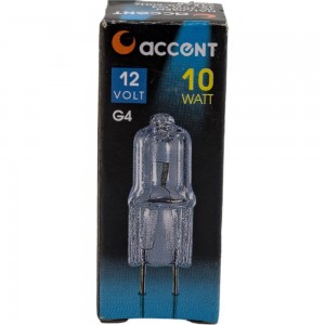 Галогенная лампа АКЦЕНТ JC, 12В, 10W, G4, капсульная, прозрачная 4606400204176