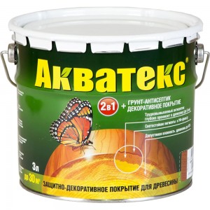 Защитно-декоративное покрытие для дерева АКВАТЕКС 2 в 1 полуматовое, орех, 2.7 л 257216