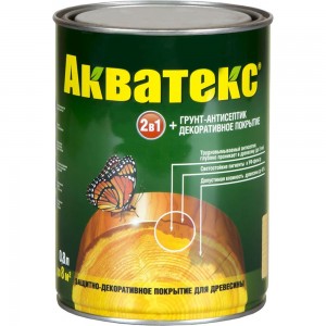 Защитно-декоративное покрытие для дерева АКВАТЕКС 2 в 1 полуматовое, сосна, 0.8 л 257205