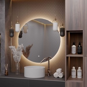 Круглое зеркало для ванной Alias Муза D50 с нейтральной LED-подсветкой, сенсорная кнопка m505020