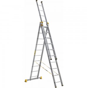 Алюминиевая трехсекционная профессиональная лестница Алюмет P3 9310