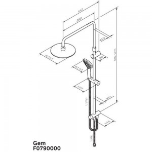 Душевая система AM.PM Gem набор: верхний душ d 220 мм, ручной душ, 1 ф-ция d 110 мм F0790000