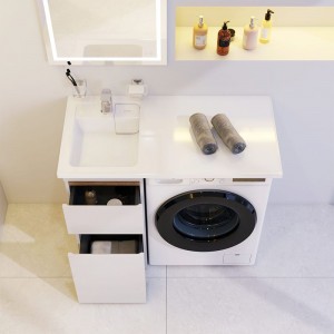 Раковина над стиральной машиной AM.PM X-Joy литьевой мрамор, левая, 100 см M85AWPL1001WG