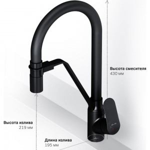 Смеситель для кухни AM.PM Like с каналом для питьевой воды и гибким изливом, черный F8007822