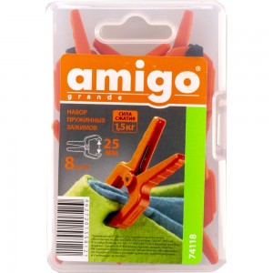 Набор пружинных зажимов Amigo 25 мм, 8 штук 74118