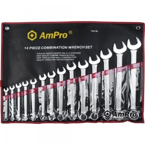 Набор комбинированных ключей AmPro 14 предметов, 10-32мм T40186