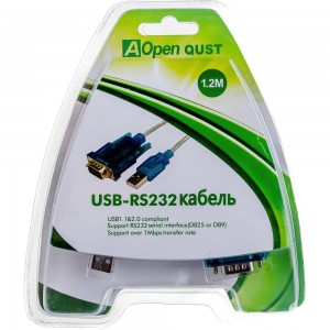 Кабель-переходник AOpen/Qust USB Am - RS-232 DB9M, винты добавляет в систему COM порт ACU804