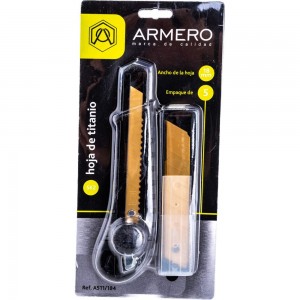 Стальной обрезиненный нож Armero 18 мм + 5 лезвий Tn AR11-184/А511/184