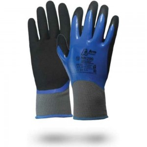 Нейлоновые перчатки с комбинированным нитриловым покрытием Armprotect синий-черный, р10 NN200 NN200 4631161388339