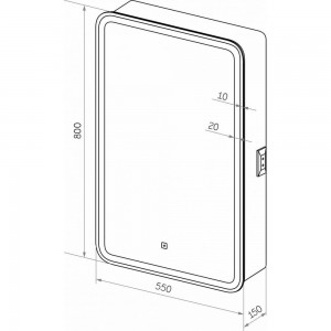 Зеркало-шкаф с подсветкой Art&Max PLATINO AM-Pla-550-800-1D-L-DS-F