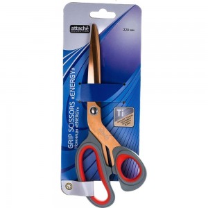 Ножницы Attache Selection Energy 220 мм, эргономичные ручки, покрытие Titanium, черно-серые 604065