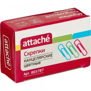 Цветные скрепки Attache 28 мм, полимерное покрытие, картонная коробка, 100 шт в упаковке 865787