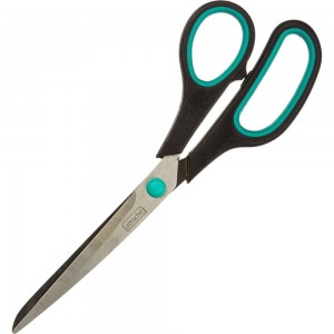 Ножницы Attache 215 мм с пластиковыми прорезиненными ручками зеленый/черный, остроконечные 262866