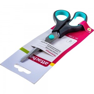 Остроконечные ножницы Attache 195 мм с пластиковыми прорезиненными ручками, цвет бирюзовый/черный 47585