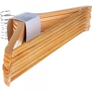 Деревянная вешалка-плечики с выемками и перекладиной Attache размер 48-50, 8 шт/уп 631630