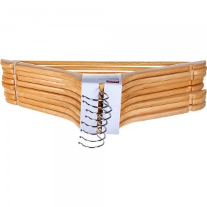 Деревянная вешалка-плечики с выемками и перекладиной Attache размер 48-50, 8 шт/уп 631630