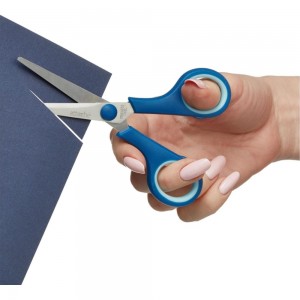 Ножницы Attache 140 мм с пластиковыми прорезиненными ручками синего цвета 1286380