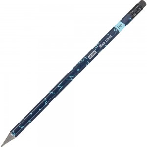 Чернографитный карандаш Attache Blue lines HB, ластик, шестигранный, черный пластик, 48 шт. в упаковке 1706377
