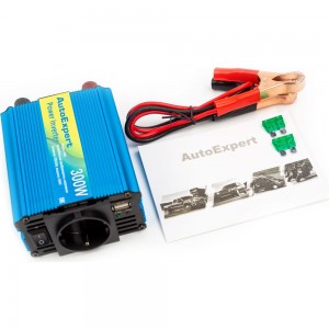 Автомобильный преобразователь напряжения (инвертор) AutoExpert A300, 12V/220V, 300W, евро-розетка, USB выход 5V/1A