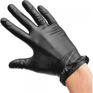 Виниловые неопудренные перчатки AVIORA черные, р.L, 100 шт. 402-736