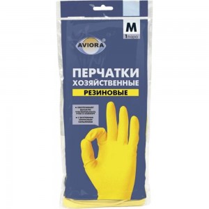 Хозяйственные резиновые перчатки AVIORA, размер M 402-567