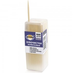 Бамбуковые зубочистки AVIORA 100 шт в баночке, 401-485