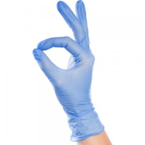 Виниловые неопудренные перчатки AVIORA голубые, размер M, 100 шт 402-916