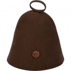Бесшовная коричневая шапка с вышитым логотипом Банные Штучки войлок 100% 41415